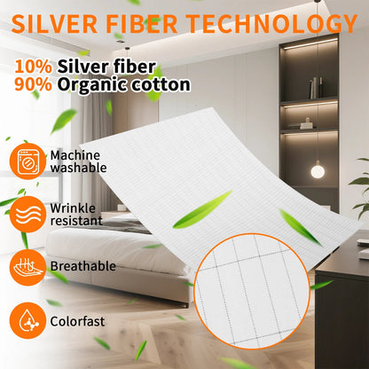 Organic Cotton Grounding Sheet with Silver Fiber and Conductive Cable for Sleep