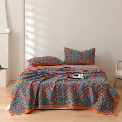 Blue Patterned Six-Layer Cotton Quilt – Comfort Blanket