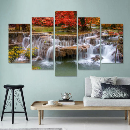 Stunning 5-Piece Waterfall Canvas Artwork for Home Décor