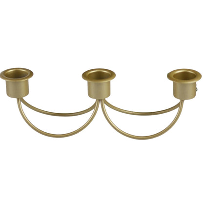 Elegant Gold Finish Iron Candle Stand for Three Candles