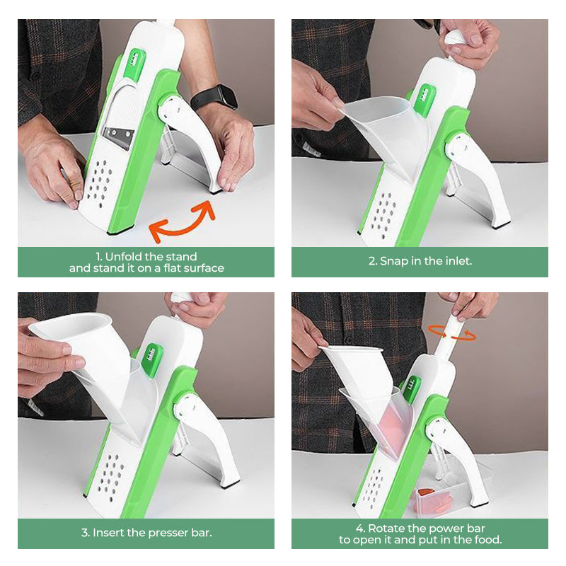 Versatile Vegetable Slicer with Adjustable Safety Features