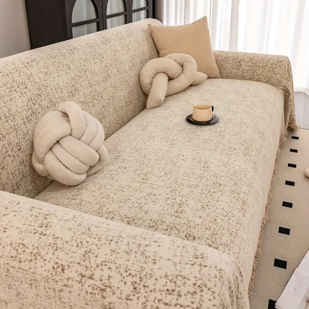 Chic Chenille Sofa Protector with Speckled Design