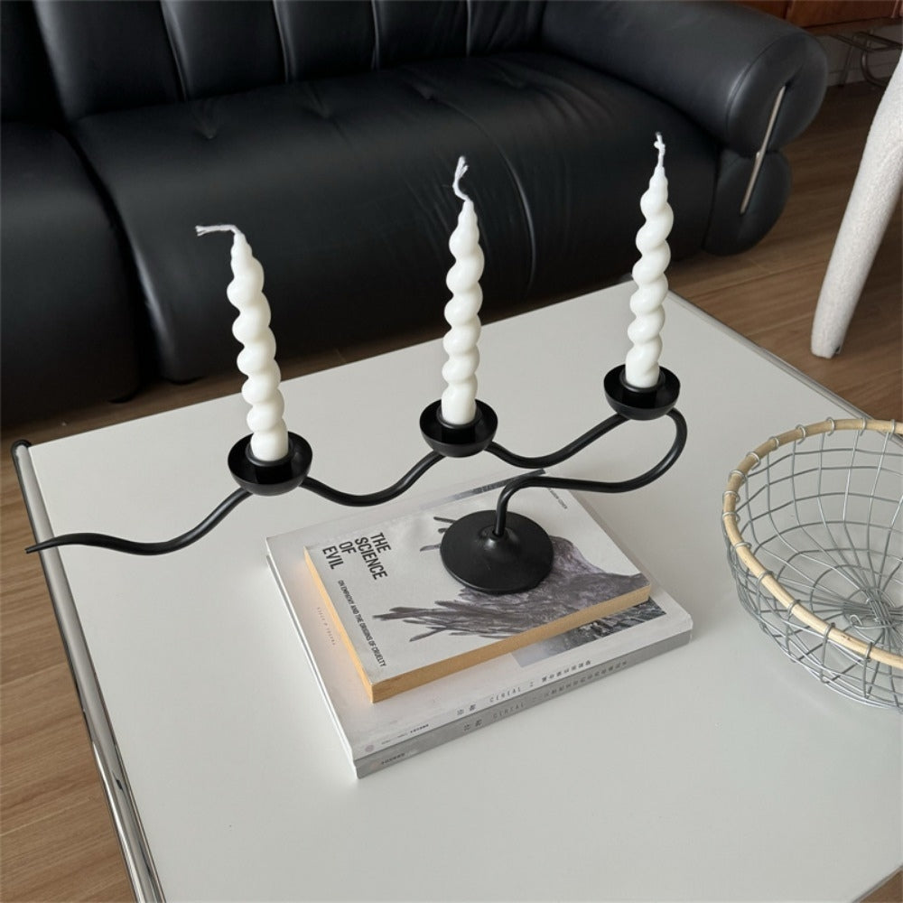 Elegant Tri-Branch Iron Candle Stand for Stunning Ambiance