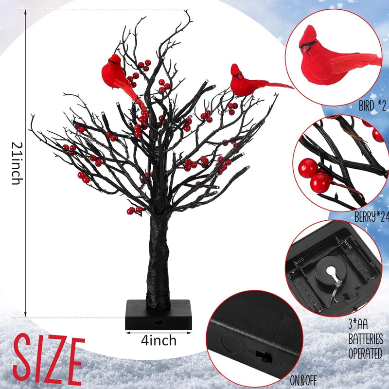LED Decorative Tree with Red Birds – Flexible Atmospheric Light