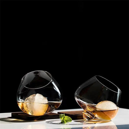 Rotating Tumbler for Cocktails, Wine, and Other Drinks - Belly Glass