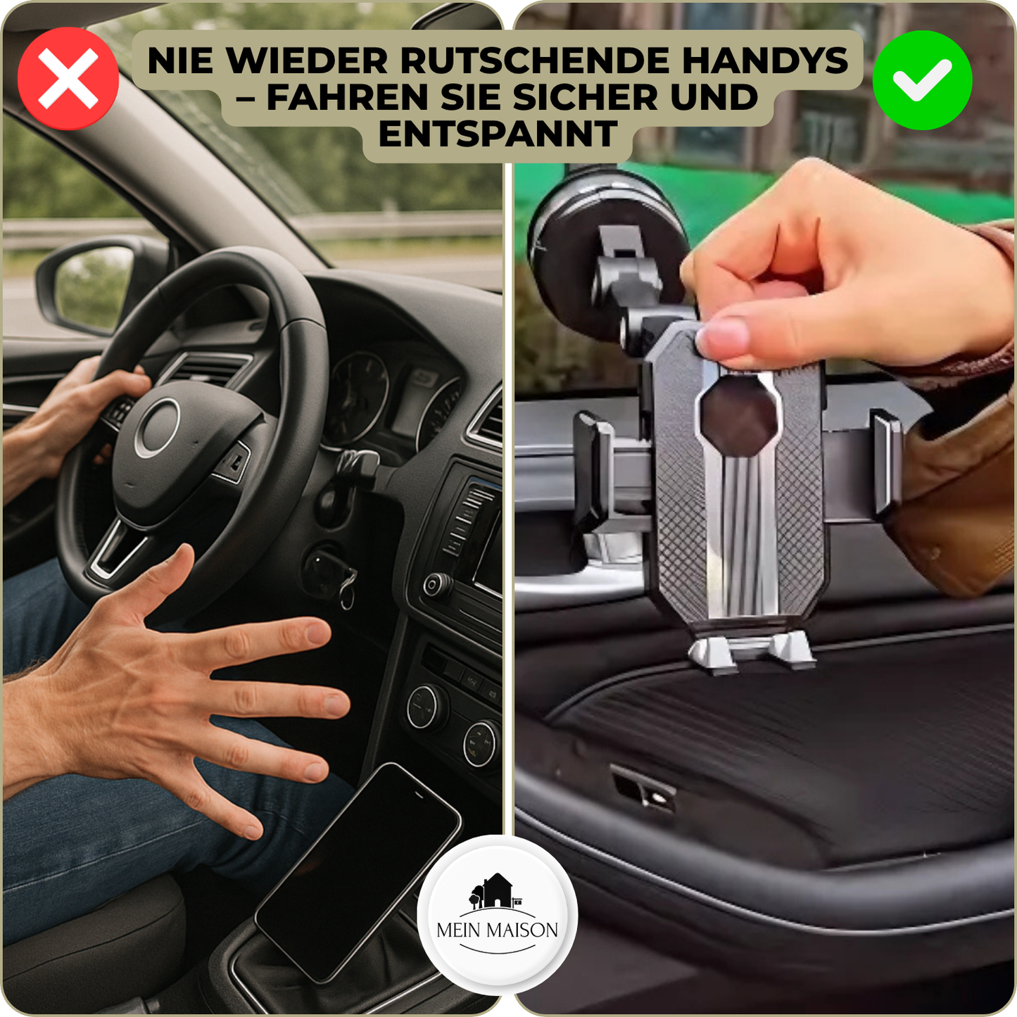 360° Rotating Car Phone Holder with Strong Suction Mount
