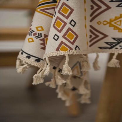 Chic Artisan Table Cover with Decorative Tassels