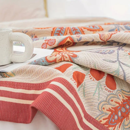 Serene Blooms Dual-Sided Cotton Throw Blanket