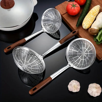 Precision Straining Ladle with Wooden Handle