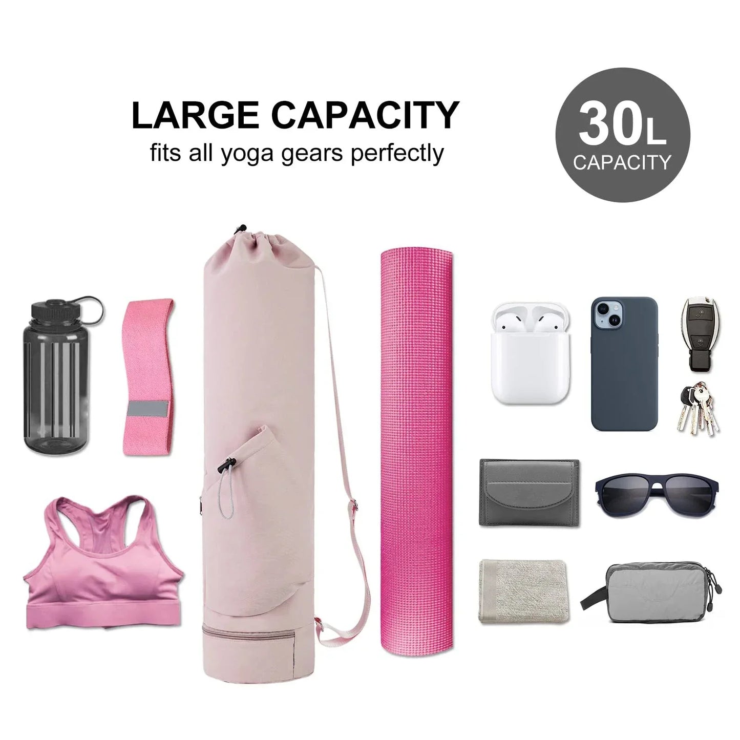 Stylish Yoga Mat Bag with Water Bottle Compartment