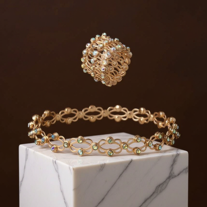 Versatile Adjustable Ring and Bracelet with Sparkling Stones