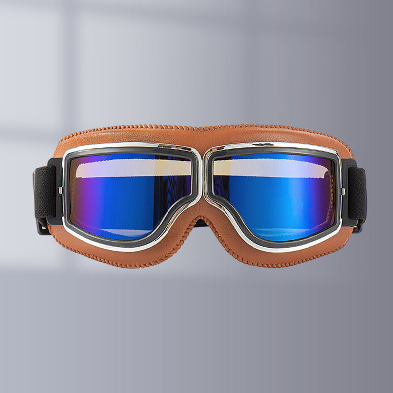 Vintage Motorcycle Goggles with Interchangeable Lenses and Padded Comfort