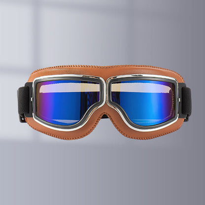 Vintage Motorcycle Goggles with Interchangeable Lenses and Padded Comfort
