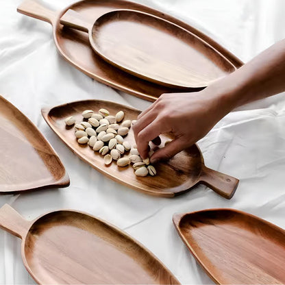 Nature-Inspired Wooden Leaf Serving Tray