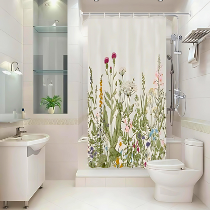 Serene Botanical Waterproof Shower Curtain for Your Bath