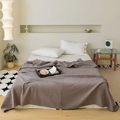 Cozy Leaf Design Cotton Throw Blanket