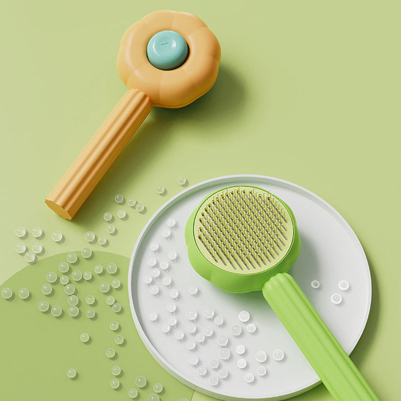 Effortless Pet Grooming Brush with Self-Cleaning Feature