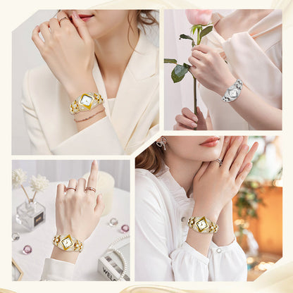 Chic Vintage Women's Watch with Natural Stone Dial