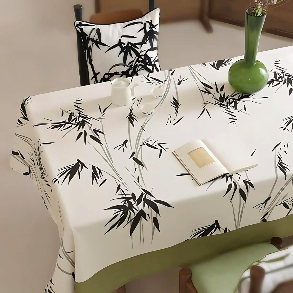 Tranquil Bamboo-Design Table Cover for a Peaceful Dining Experience