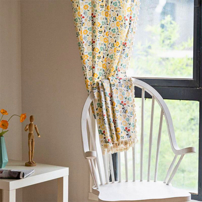 Charming Floral Tassel Curtains for Light Control