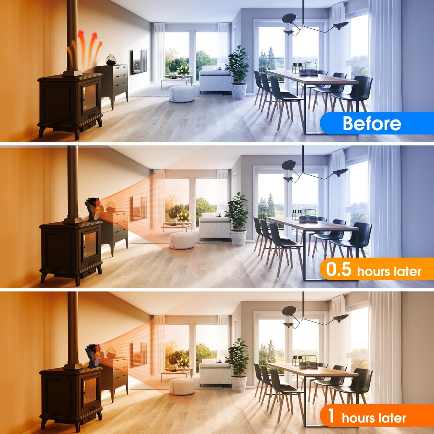 Efficient 4-Blade Fireplace Air Circulator for Wood Stoves
