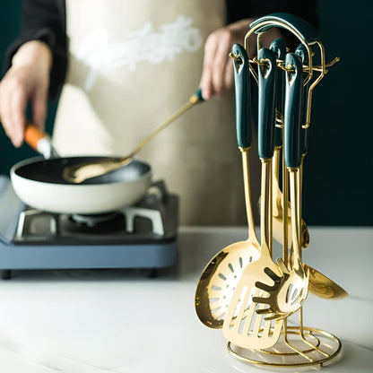 Elegant Gold-Plated Kitchen Utensil Collection