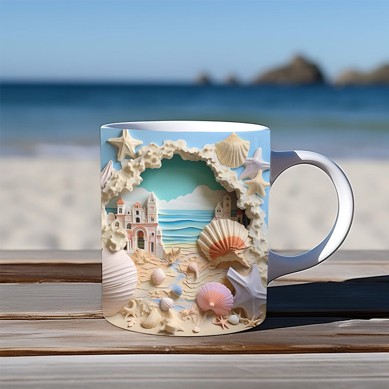 Coastal Serenity 3D Ceramic Coffee Mug