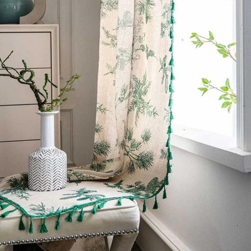 Nature's Embrace: Elegant Bird Motif Tassel Drapes