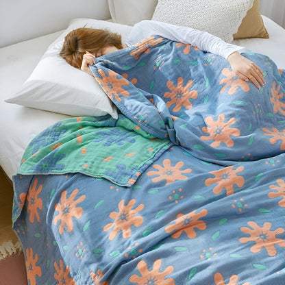 Vibrant Reversible Cotton Throw Blanket for All Seasons