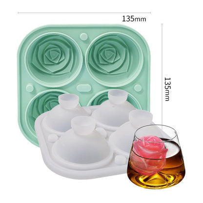 Elegant Floral Ice Cube Maker with 4 Compartments