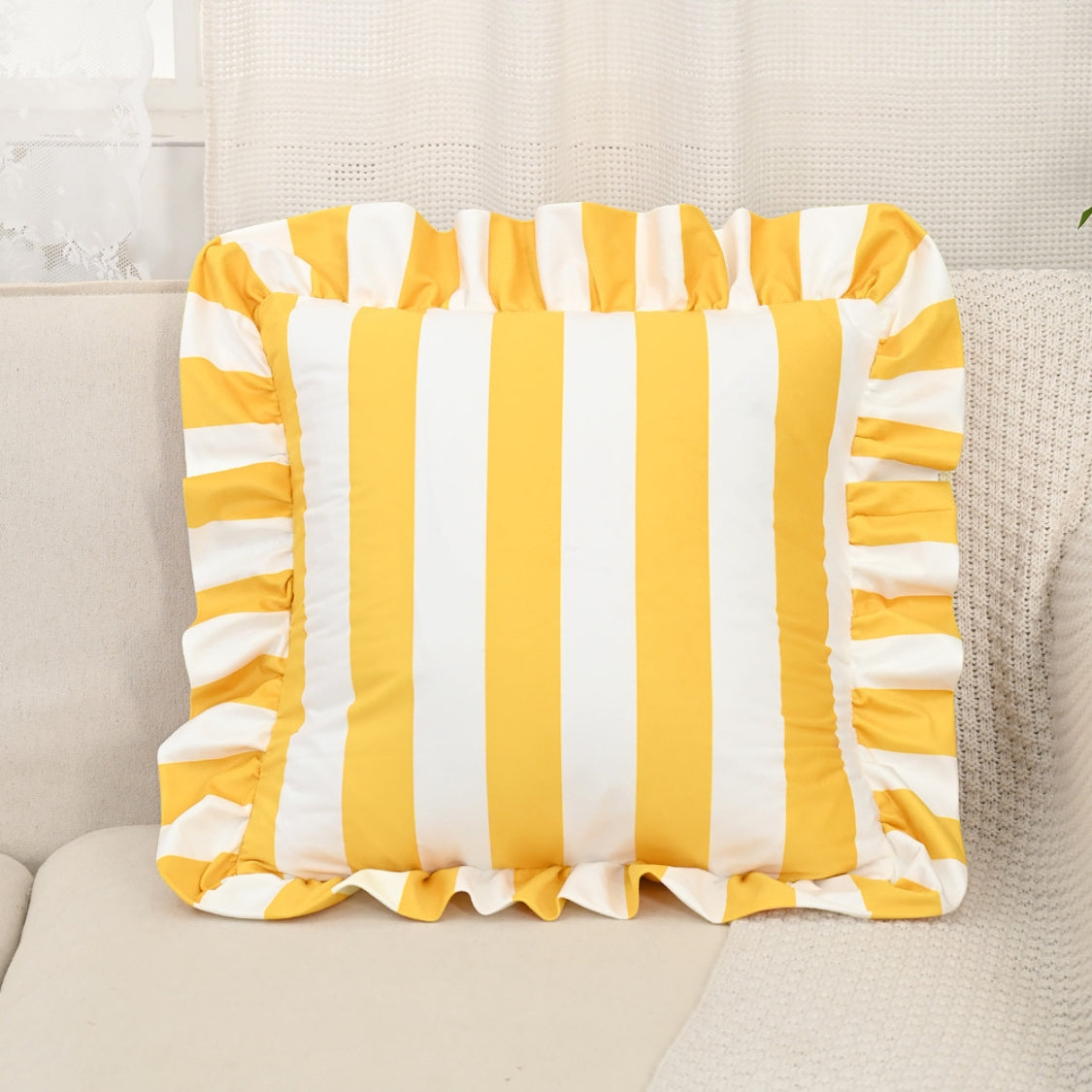 Chic Striped Ruffle Pillow Cover for Elegant Spaces
