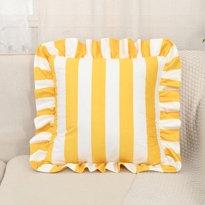 Chic Striped Ruffle Pillow Cover for Elegant Spaces