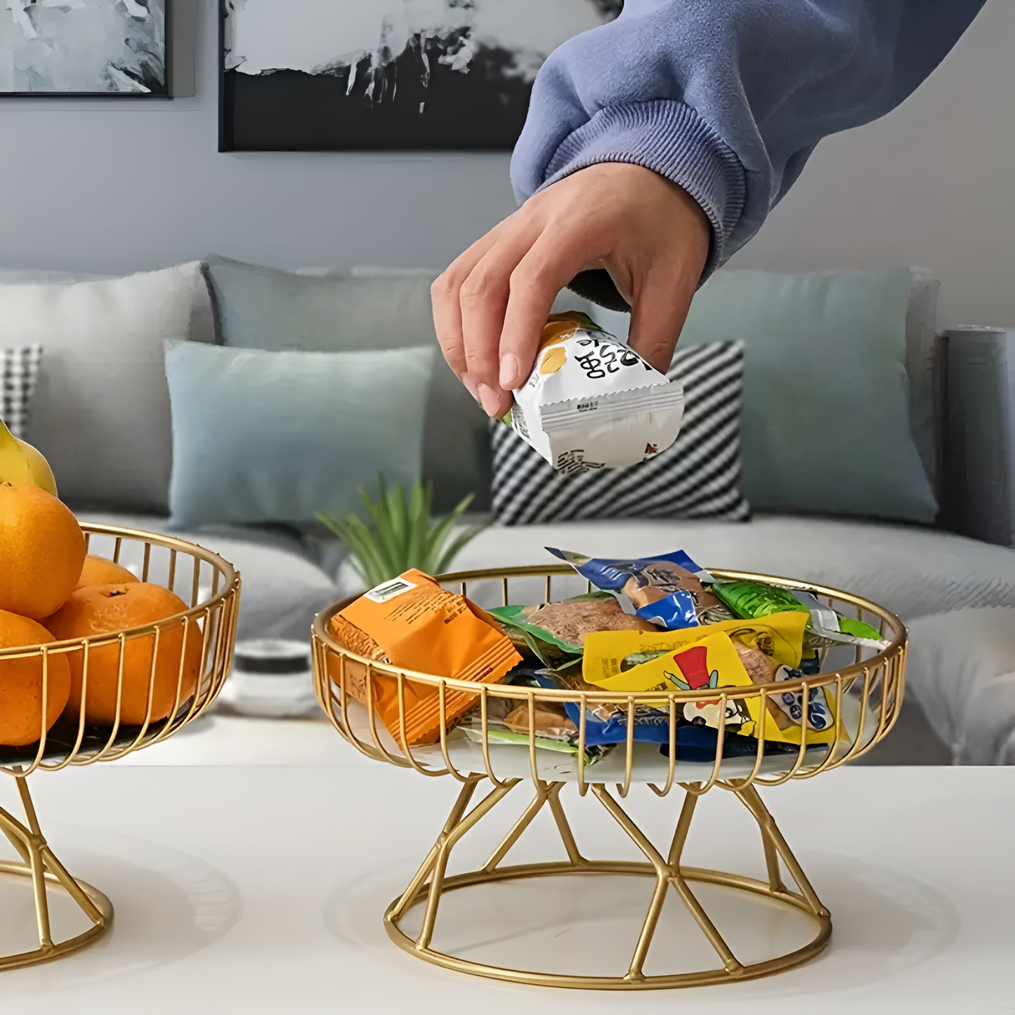 Elegant Marble Serving Tray with Gold Accents