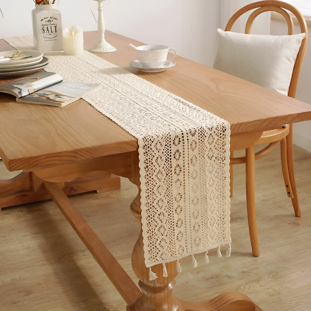Charming Lace Table Runner for Rustic Elegance