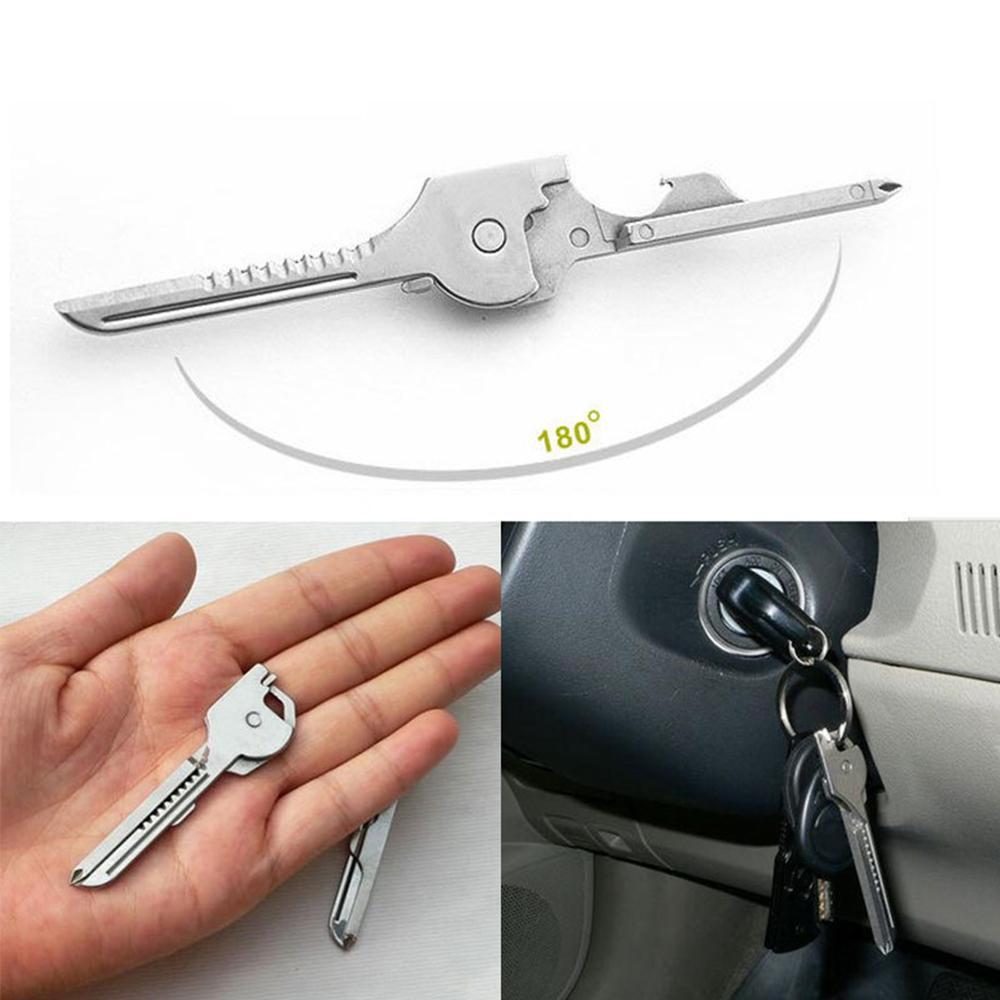 Compact 6-in-1 Keychain Multitool with Bottle Opener - Stainless Steel
