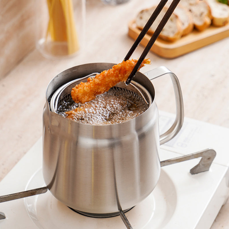 Dual-Function Stainless Steel Oil Strainer Pot