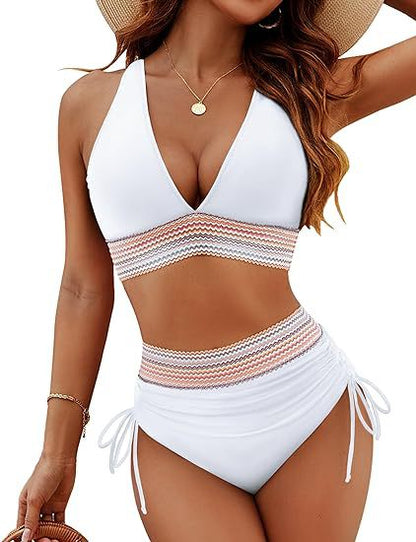 Elevate Your Beach Look with High-Waisted Crochet Bikini Set