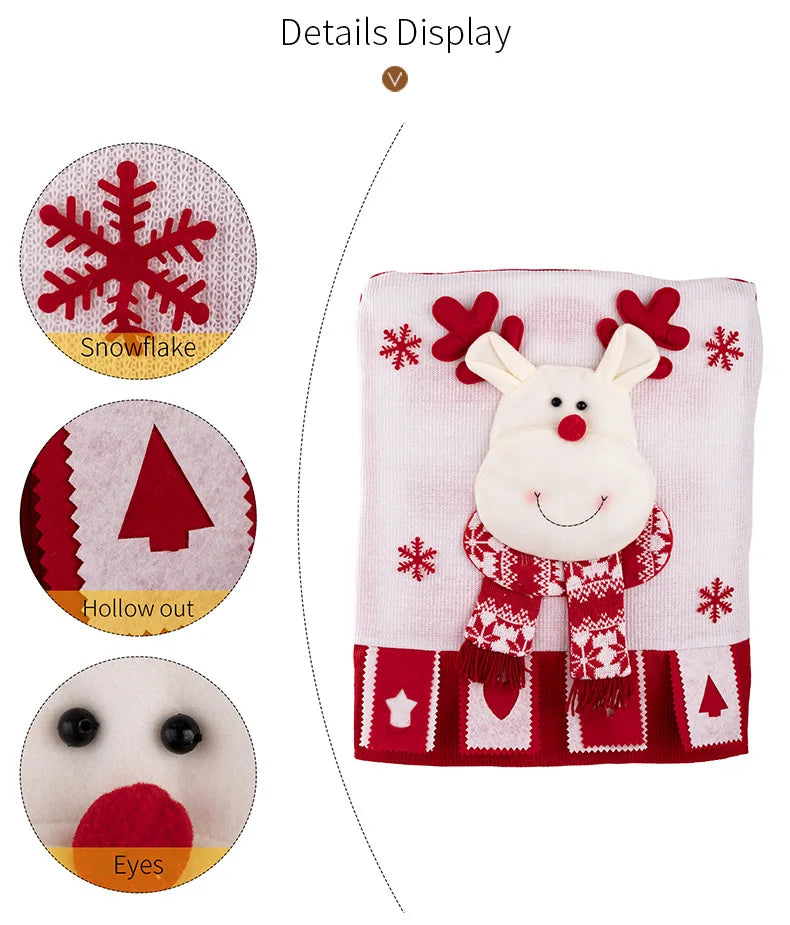Christmas Chair Cover with Plush Santa Design – Festive Dining Room Decor