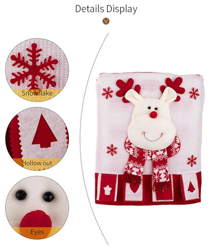 Christmas Chair Cover with Plush Santa Design – Festive Dining Room Decor