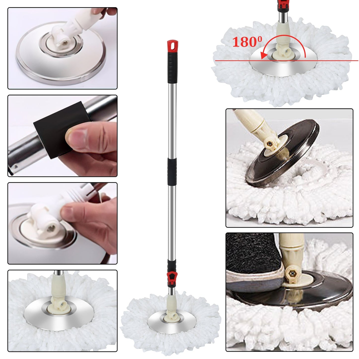 360° Floor Mop Set with Bucket | Dual-Zone Cleaning System