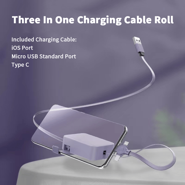 Versatile 3-in-1 Charging Cable | Compact and Tangle-Free