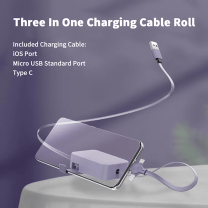 Versatile 3-in-1 Charging Cable | Compact and Tangle-Free