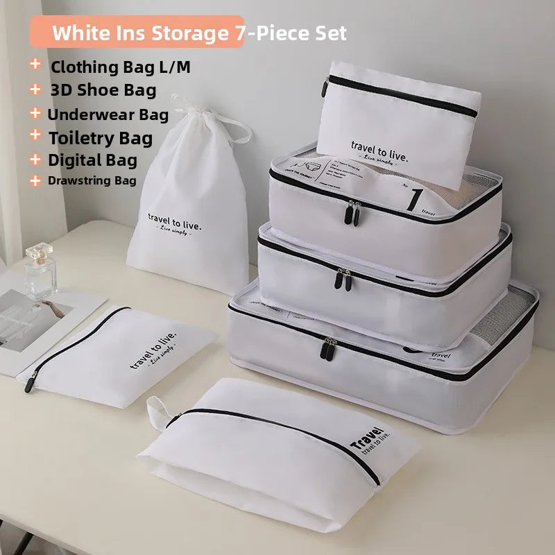 Luggage Organizer Set - 7-Piece Travel Packing Cubes - Waterproof Bags for Suitcases