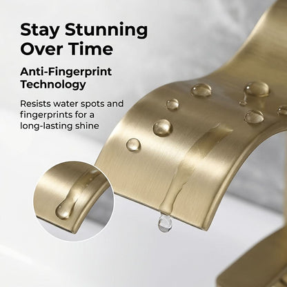 Brushed Brass Basin Faucet with Waterfall Spout