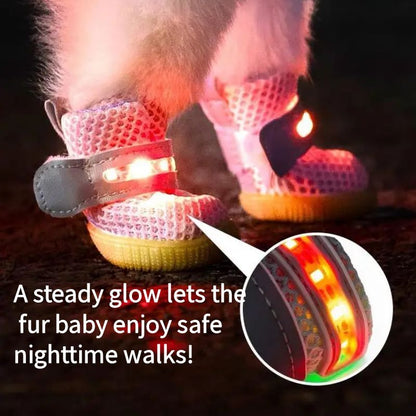 BrightPaw Light-Up Dog Booties - Set of 4 with Non-Slip Sole
