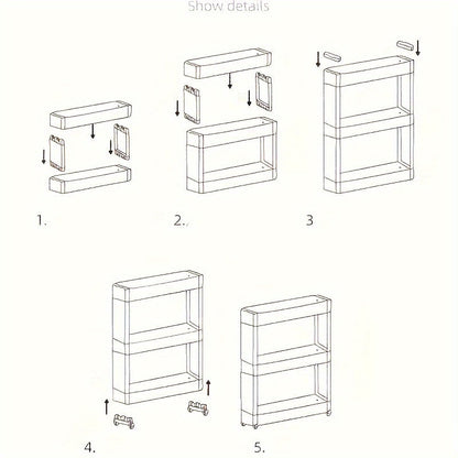 Slim Storage Trolley with Wheels | 3-Tier | Narrow & Convenient | For Bathroom, Kitchen & Home
