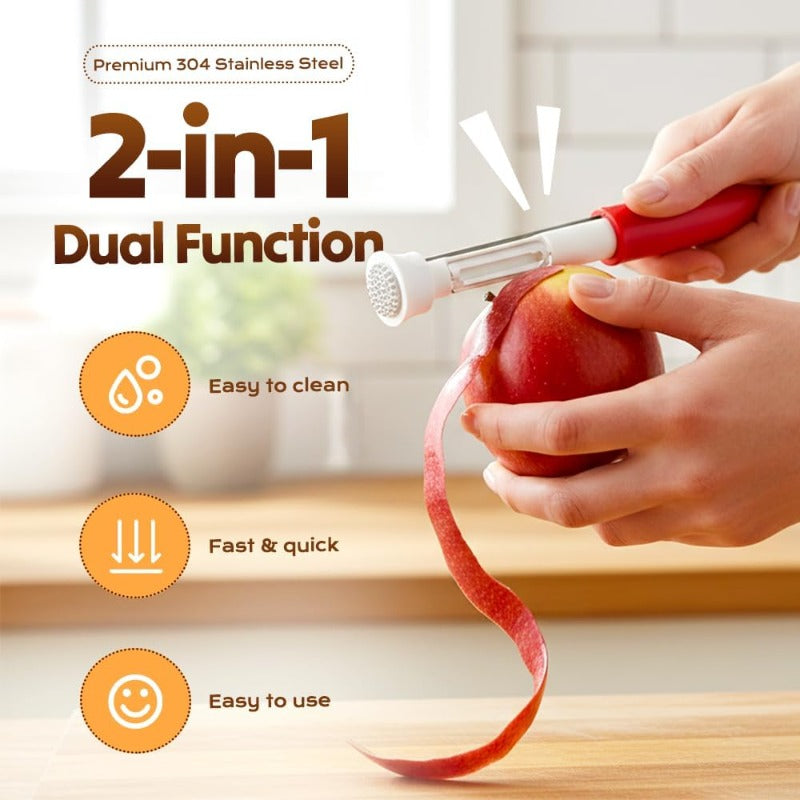 Dual-Function Fruit Peeler and Corer Gadget