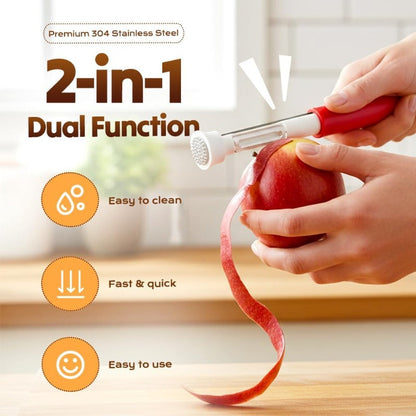 Dual-Function Fruit Peeler and Corer Gadget