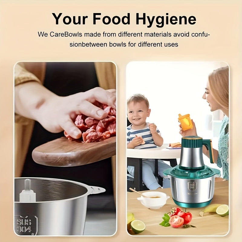 Stainless Steel Food Processor – High-Speed Meat Grinder & Vegetable Chopper (5L, 5000 RPM)