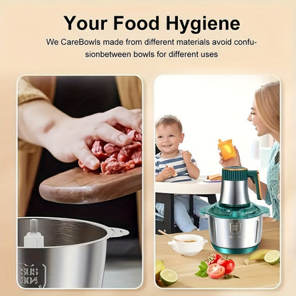 Stainless Steel Food Processor – High-Speed Meat Grinder & Vegetable Chopper (5L, 5000 RPM)